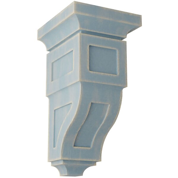 Ekena Millwork 6"W x 6 3/4"D x 12"H Large Reyes Wood Vintage Decor Corbel, Driftwood Blue CORWD06X06X12RYBU - main